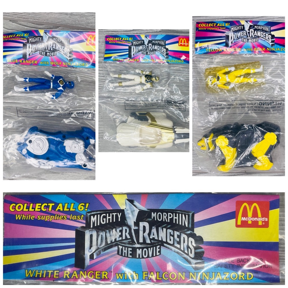 1995 McDonald's Mighty Morphin Power Rangers The Movie set of 3 figurines sealed